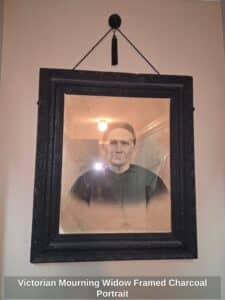 Victorian-Mourning-Widow-Framed-Charcoal-Portrait