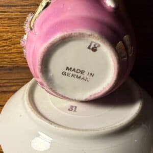 Victorian-Remember-Me-Pink-Lusterware-Demitasse-Teacup-and-Saucer-Set-second-image