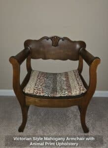 Victorian-Style-Mahogany-Armchair-with-Animal-Print-Upholstery