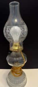 Vintage-Clear-Glass-Oil-Lamp-with-Etched-Hurricane-Shade