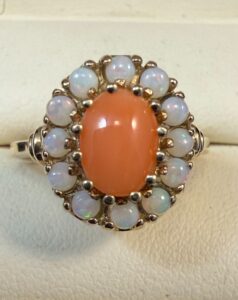 Vintage-Coral-and-Opal-Ring-in-K-Gold-Setting