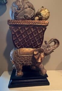 Vintage-Elephant-Planter-Stand-with-Decorative-Top