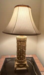 Vintage-Faux-Bamboo-Ceramic-Table-Lamp-with-Scrollwork-Base