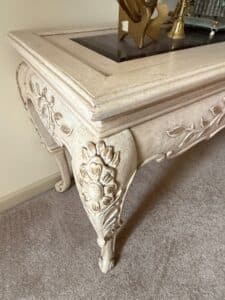 Vintage-French-Provincial-Style-Carved-Console-Table-with-Mirror-second-image