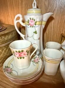 Vintage-Hand-Painted-Floral-Chocolate-Set