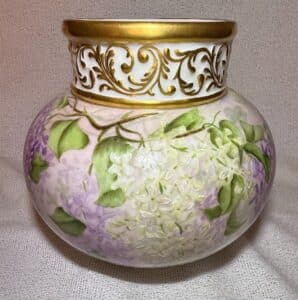 Vintage-JPL-Limoges-France-Hand-Painted-Lilac-Vase