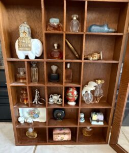 Vintage-Miniature-Perfume-Bottles-and-Collectibles-Display-Cabinet