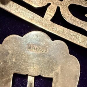 Vintage-Navajo-Sterling-Silver-Fingers-Belt-Buckle-Set-second-image