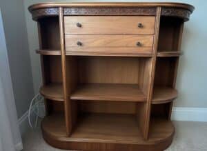 Vintage-Oak-Arts-and-Crafts-Style-Display-Cabinet-with-Drawers