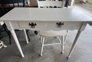 Vintage-White-Painted-Vanity-Table-and-Stool-Set