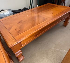 Vintage-Wooden-Coffee-Table-and-End-Tables-with-Parquet-Top-second-image