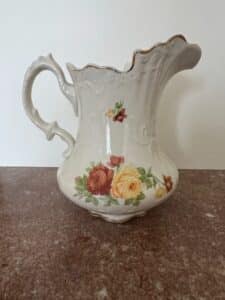Wellsville-China-Co.-Pitcher-Floral-Decorated