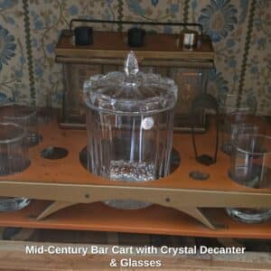 Mid-Century-Bar-Cart-with-Crystal-Decanter-Glasses