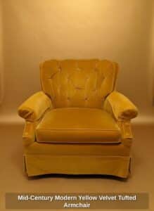 Mid-Century-Modern-Yellow-Velvet-Tufted-Armchair