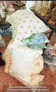 Assorted-Decorative-Throw-Pillows-including-Needlepoint-and-Embroidered-Styles-second-image-1