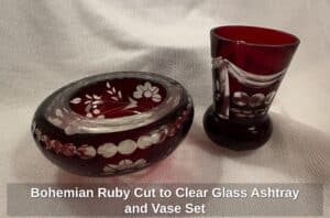 Bohemian-Ruby-Cut-to-Clear-Glass-Ashtray-and-Vase-Set-1