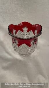 Bohemian-Ruby-Cut-to-Clear-Glass-Ashtray-and-Vase-Set-second-image-1