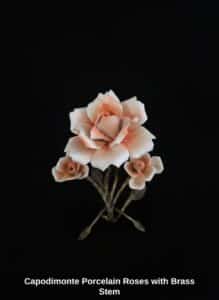 Capodimonte-Porcelain-Roses-with-Brass-Stem