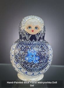 Hand-Painted-Blue-Floral-Matryoshka-Doll-Set