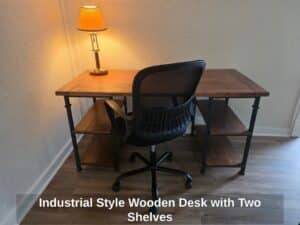 Industrial-Style-Wooden-Desk-with-Two-Shelves