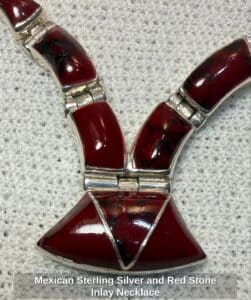 Mexican-Sterling-Silver-and-Red-Stone-Inlay-Necklace-second-image