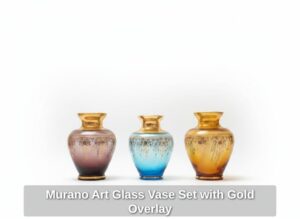Murano-Art-Glass-Vase-Set-with-Gold-Overlay