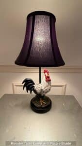 Rooster-Table-Lamp-with-Purple-Shade
