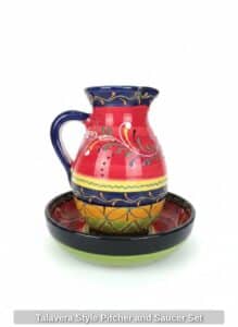 Talavera-Style-Pitcher-and-Saucer-Set