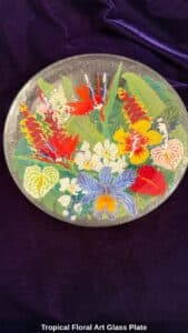 Tropical-Floral-Art-Glass-Plate-1