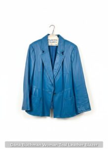 Dana-Buchman-Woman-Teal-Leather-Blazer-1