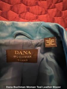 Dana-Buchman-Woman-Teal-Leather-Blazer-second-image-1