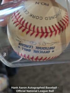 Hank Aaron Autographed Baseball