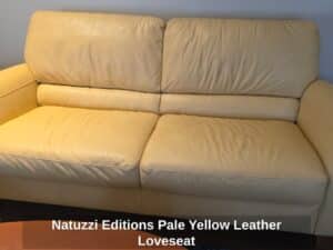 Natuzzi-Editions-Pale-Yellow-Leather-Loveseat