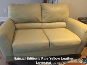 Natuzzi-Editions-Pale-Yellow-Leather-Loveseat-second-image