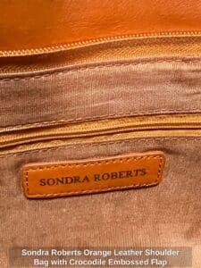 Sondra-Roberts-Orange-Leather-Shoulder-Bag-with-Crocodile-Embossed-Flap-second-image-1