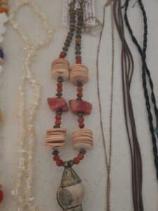 Bohemian-Coral-Shell-and-Bone-Disc-Necklace