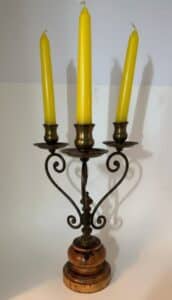 Brass-and-Wood-Candelabra
