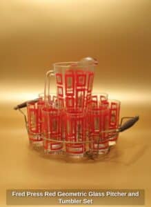 Fred-Press-Red-Geometric-Glass-Pitcher-and-Tumbler-Set