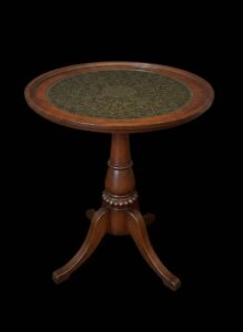Inlaid-Leather-Top-Pedestal-Accent-Table