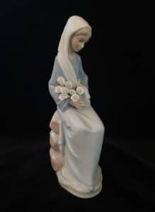 Lladro-Porcelain-Figurines-Girl-with-Calla-Lilies-and-Rabbits