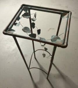 Wrought-Iron-Plant-Stand-with-Leaf-Motif-1