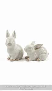 Pair-of-Vintage-White-Ceramic-Rabbits-with-Gold-Accents