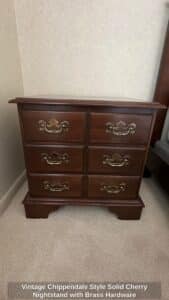 Vintage-Chippendale-Style-Solid-Cherry-Nightstand-with-Brass-Hardware
