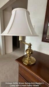 Vintage-Stiffel-Brass-Swing-Arm-Bankers-Lamp-with-Cream-Fabric-Shade