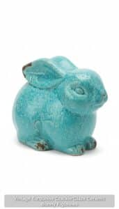 Vintage-Turquoise-Crackle-Glaze-Ceramic-Bunny-Figurines-second-image