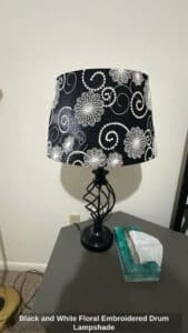 Black-and-White-Floral-Embroidered-Drum-Lampshade