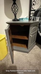 Gray-Painted-Pedestal-Side-Table-with-Cabinet-second-image