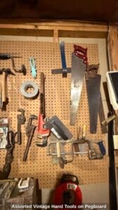 Assorted-Vintage-Hand-Tools-on-Pegboard