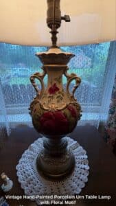 Vintage-Hand-Painted-Porcelain-Urn-Table-Lamp-with-Floral-Motif-second-image