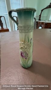Antique-Royal-Nippon-Nishiki-Hand-Painted-Iris-Moriage-Pitcher